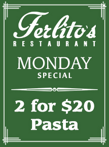 Monday Special: 2 for $20 Pasta