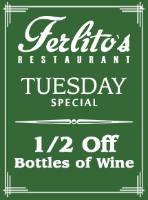 Tuesday Special: 1/2 Off Wine Bottles